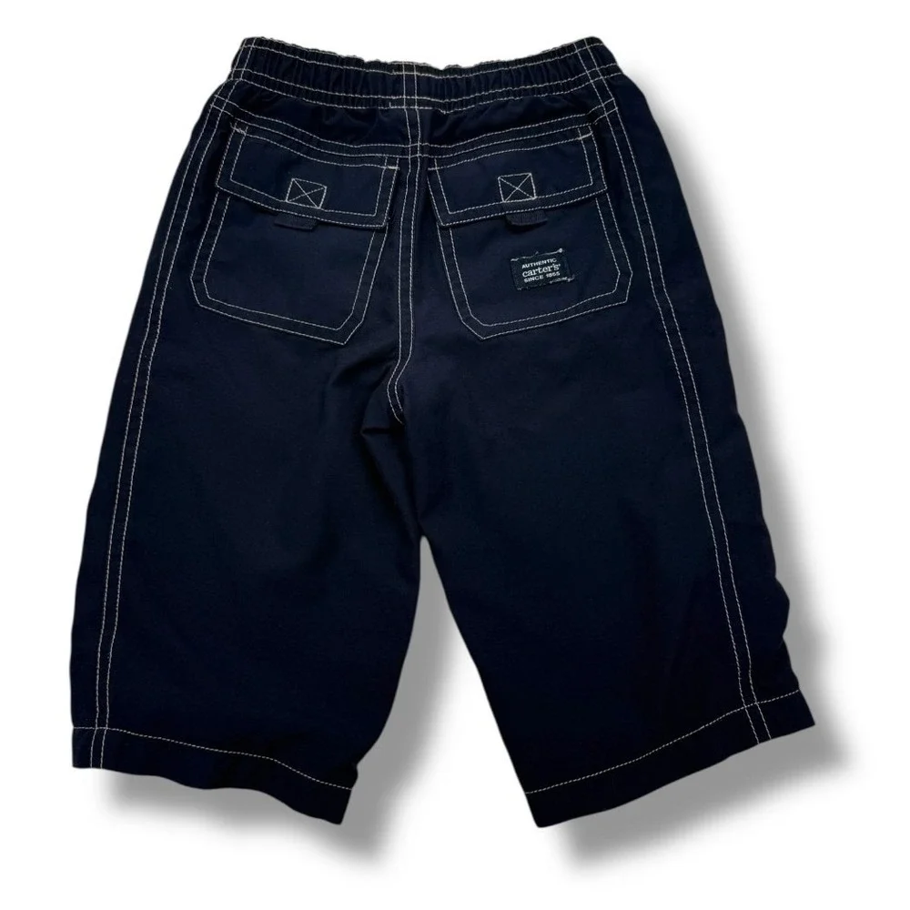 Carter's Swim Trunks Baby Boy 18M Navy‎ Blue Contrast Stitch Board Shorts